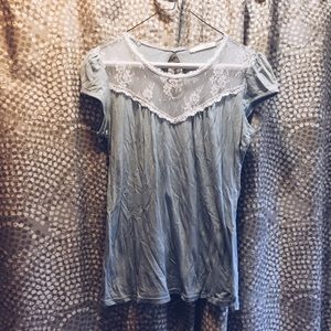 light blue lace t shirt blouse